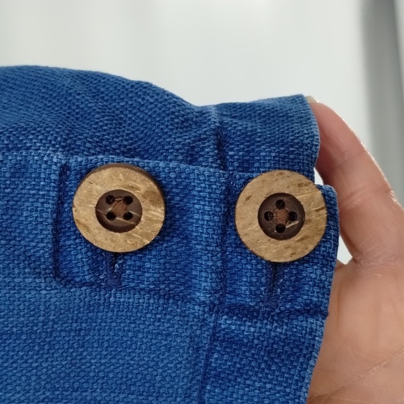 Pure Jill indigo blue oversized pullover top size large textured with buttons - Picture 7 of 10